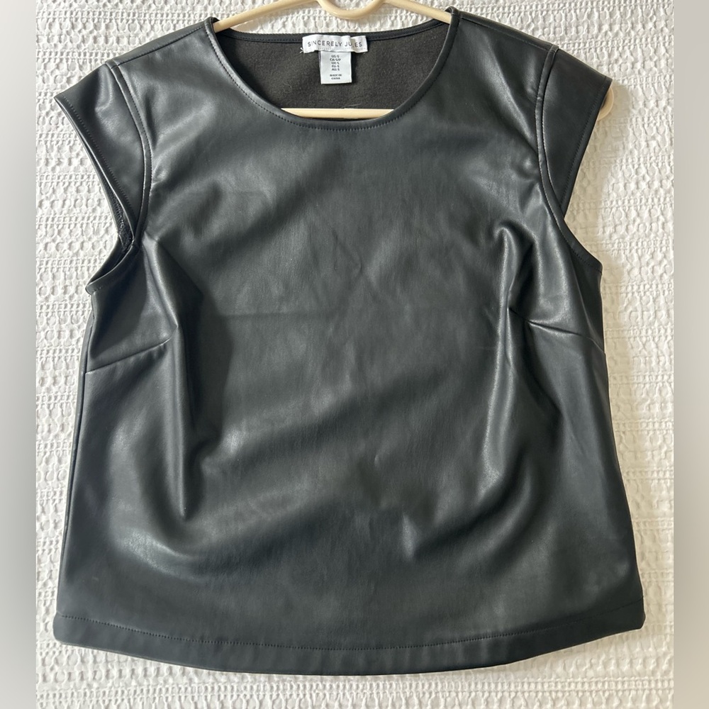 Sincerely Jules Black Faux Leather Top